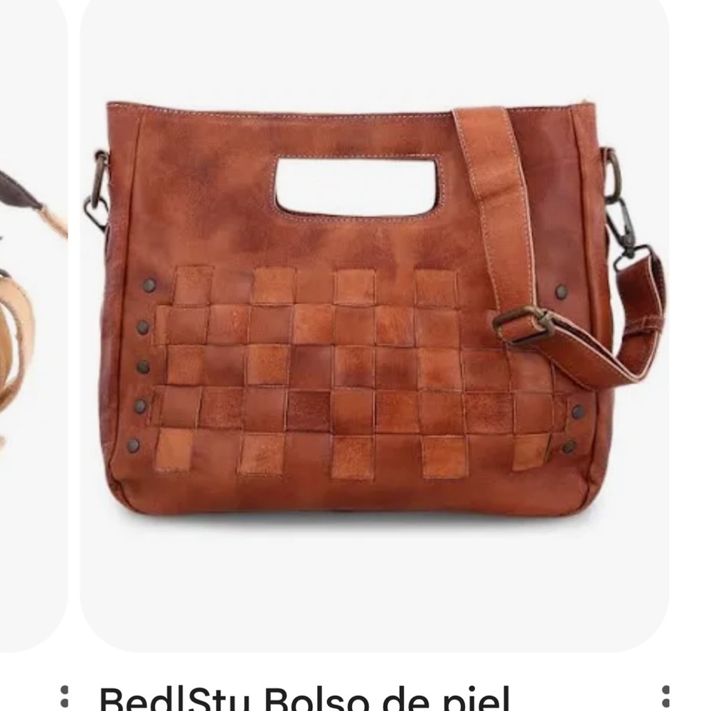 Bed Stu Tan Leather Woven Crossbody Bag